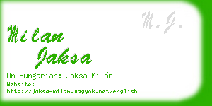 milan jaksa business card